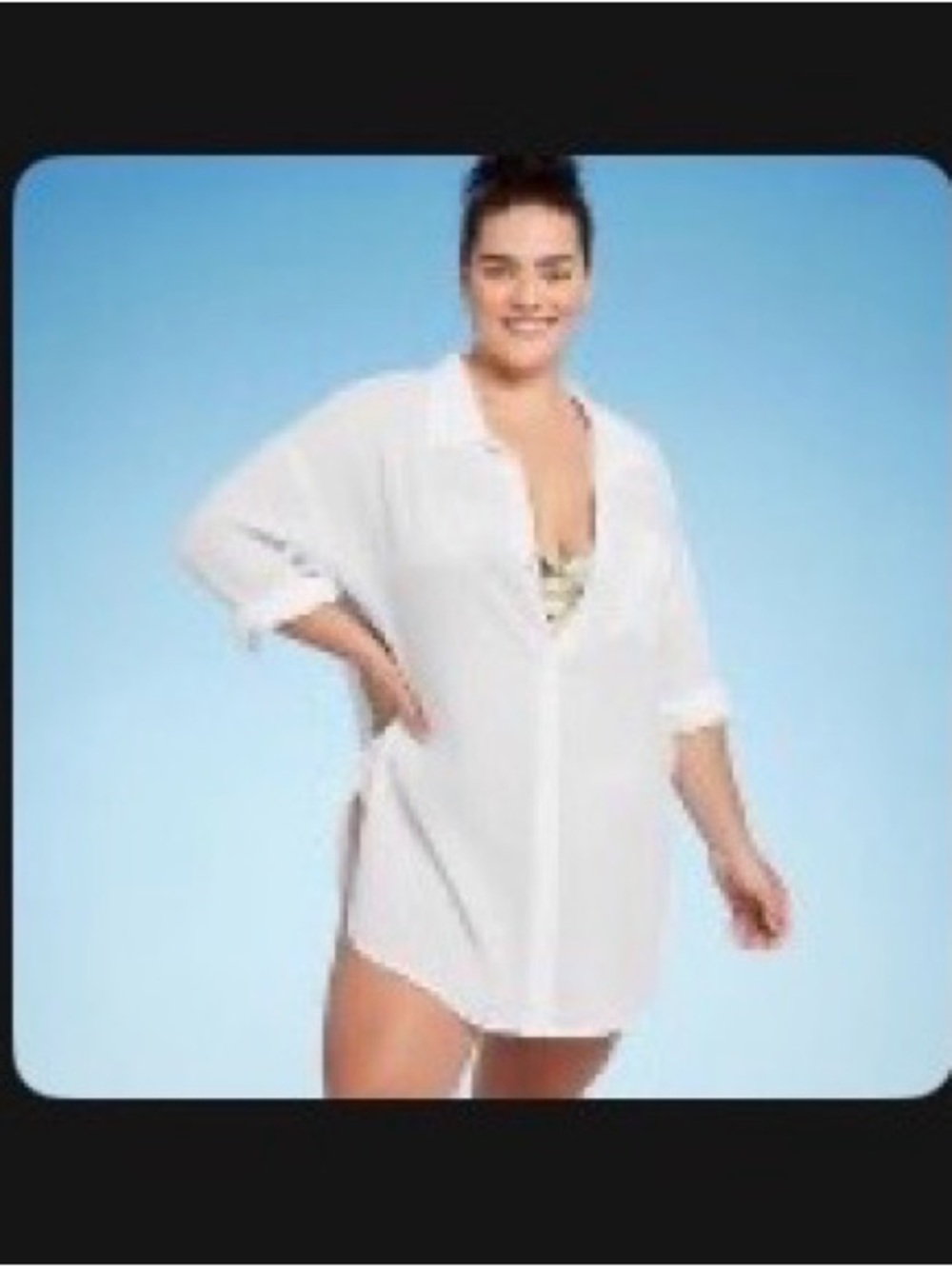 Shade & Shore White Button-Front Swim Coverup Tunic